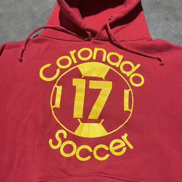 Vintage 80s Coronado High School Soccer Red Boxy Hoodie - Picture 2 of 3